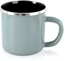 Puodelis iš emaliuoto plieno su rankenėle, mėtinis, 400 ml, 12 × 9 × 8,5 cm