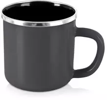 Emaliuotas puodelis su rankenėle, pilkas, 400 ml, 12 × 9 × 8,5 cm