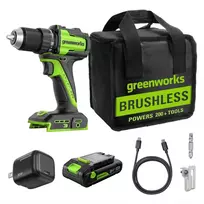 Suktuvas-gręžtuvas 45 Nm 24V BL DD345A1 (2Ah + kroviklis + krepšys), GREENWORKS