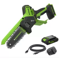 Mini šakų genėt uvas 15cm BL 24V (2Ah akumuliatorius + kroviklis) CS1522GA2, GREENWORKS