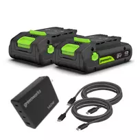 Dviejų 2.0Ah akumuliatorių ir 140W kroviklio komplektas USB-C 24V 2X2.0Ah +140W K2D4DEAA1, GREENWORKS