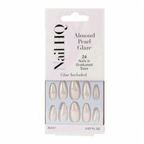 Nail HQ Almond Glazed Nails Medium - Long Length Migdolo formos dirbtiniai nagai su perlamutriniu efektu 24vnt Rinkinys Pearl Glaze