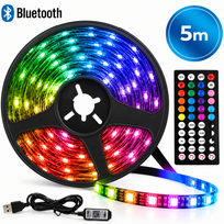 LED juostelė 5 m RGB su „Bluetooth“ valdymu ir nuotolinio valdymo pultu, LED šviesos juosta, LED apšvietimo juosta