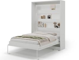 Vertikali lova-spinta Devesto 140, be čiužinio ir patalynės dėžės su LED apšvietimu, 159x50x225 cm, balta