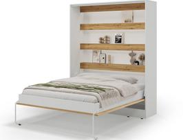 Vertikali lova-spinta Devesto 160, be čiužinio ir patalynės dėžės su LED apšvietimu, 179x50x225 cm, ruda/balta