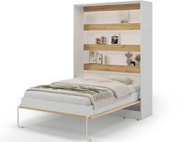 Vertikali lova-spinta Devesto 140, be čiužinio ir patalynės dėžės su LED apšvietimu, 159x50x225 cm, ruda/balta