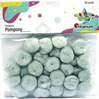 Akrilo pomponai 25mm pilki 30vnt - Titanum