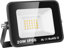 Lauko Led prožektorius 20w 2000lm 3500k šiltai baltas Ip66 atsparus vandeniui