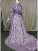 Viduramžių retro moteriškas kostiumas su gobtuvu, skirtas cosplay, vestuvinė suknelė - 8 spalvos, liemenį pabrėžianti, puikiai tinka Helovinui 4XL violetinė