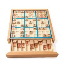 Wooden Sudoku nine-square grid game chess primary school students logical thinking children's puzzle board game toy chessboard with questions beige