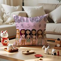 KatSeye Hot Girls Group Cushion Cover Anti-dustmite Pillowcase Invisible Zipper Silky Short Plush Sofa Cushion Cover 30cmx30cm gray
