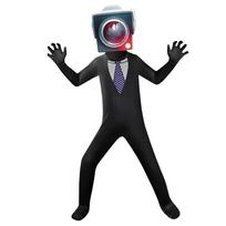 Skibidi Persirengimo Kostiumo Žaidimas Cosplay Garsiakalbio Žmogus TV Žmogus Kūno Kostiumas Kombinezonas Kaukė Cosplay Helovino Kostiumai Vyrams Vaikams 110 black