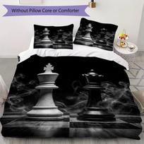 Black and white chess Pattern Bedding uilt Set uilt Cover Pillowcase Home Decoration Birthday Gift (1 * duvet cover + 2 * pillowcase  without core) 135x200cm gray
