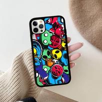 Cool Black Graffiti For iPhone 11 12 13 14 15 16 17 Pro Max Plus TPU+PC Shockproof Back Phone Cases iPhone 15Pro Max black