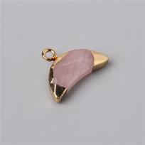 2pcs Moon Horn Natural Stone Pendant Charm Gem Quartz Tiger Eye Personality Fashion Pendant for Making DIY Jewelry Wholesale gray