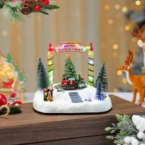 Luminous Rotating Resin Music Box Ornament - Christmas Snow Scene Creative Gift Decor gray