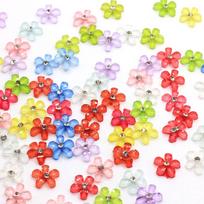 100pcs Glitter Resin Colorful Mini Cute Flower Art Nail Flatback Rhinestone Applique DIY Wedding Scrapbook Ornament Crafts 10MM yellow