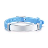 Saugos silikoninė ID apyrankė mažoms mergaitėms ir berniukams, individualus vardas, guminė juostelė, personalizuota apyrankė Blank Bar Bracelet white
