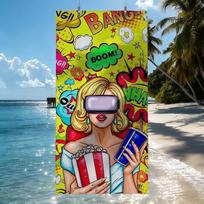 Fashion P-POP C-Comic Portrait Towel Quick Drying Beach Towels Are Suitable For Swimming Pools Camping Yoga And The Gym 70cm×140cm yellow