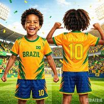 Neymar Nr. 10 Brazilijos gerbėjų futbolo marškinėlių ir šortų 2 dalių komplektas, greitai džiūstanti kvėpuojanti futbolo uniforma, vaikams, atitinkantis gimtadienio dovana 140