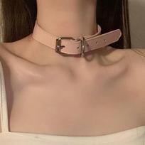Trendy Punk Belt Choker For Women Girls Sweet Cool Pu Leather Charms Necklaces Y2K Party Jewelry Gifts brown