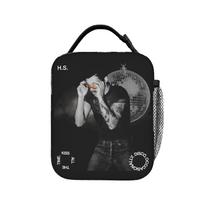 Harrys Styles Thermal Insulated Lunch Bag for School Singer Portable Food Bag Thermal Cooler Lunch Boxes One Size gray