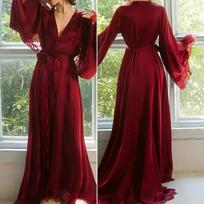 Elegantiškas baltas nėriniuotas nuotakos vestuvinis chalatas naktiniai seksualus ilgas kimono vonios chalatas laisvas ledo šilko namų suknelė laisvalaikio drabužiai One Size black