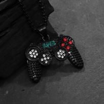 Iced-Out Game Controller Pendant Necklace Golden Plated Gaming Charm Necklace Hip-Hop Streetwear Jewelry Gift for Gamers juoda