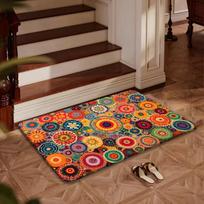 Mid-Century Abstract Wave Print Doormat Non-Slip Absorbent Floor Mat Modern Minimalist Kitchen Rug 40x60cm black