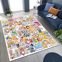 Animacinis Lankybox Mielas Foxy Boxy Rocky Kilimas Kilimas Miegamojo Svetainės Sofos Namų Durų Kilimėlis Dekoras, Didelis Neslystantis Grindų Kilimėlis Vaikams 40cm x 60cm gray