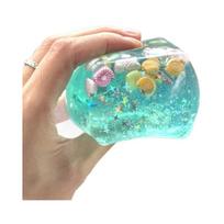 Squishy Ice Cube Stress Ball Fidget Toys, Slow Ocean Shells Inside Sensory Stress Relief Toys Maltose Water Ball Fidget Toys blue
