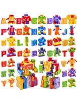 Joyfy 26 In 3 Alphabet Bots Toy 26 Pc Transforming Robot Educational Building Stem Toy For Toddlers Preschool Boys Birthday Gift red