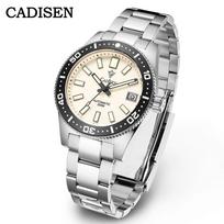 CADISEN New 38mm Diver Mens Watch Japan 8215 Automatic Mechanical Sapphire Glass Date Luminous 100M Waterproof Wrist Watch Men gray
