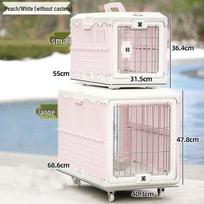IRIS sulankstomas augintinio transportavimo dėklas katėms ir šunims - Nešiojamas kelioninis dėklas mažiems ir vidutinio dydžio augintiniams. Small Pink/White (up to 10kg)