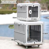 IRIS sulankstomas augintinio transportavimo dėklas katėms ir šunims - Nešiojamas kelioninis dėklas mažiems ir vidutinio dydžio augintiniams. Large Gray/White (up to 20kg)
