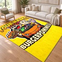Burger Pommes Custom Name Personalized Rug Non‑Slip Doormat Floor Carpet Housewarming Birthday Gift for Family Friends 80cmx120cm