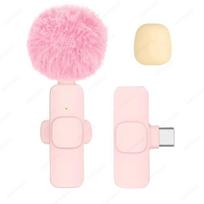 Portable Microphone Wireless New Lavalier Audio Video Recording Mini Microphone For Iphone Android Pc Camera Live Gaming Phone Matches the image,Pink 1in1 Type-C