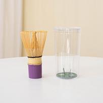 Japoniškas arbatos rinkinys Žaliosios arbatos Matcha arbatos įrankiai Bambuko aksesuarai Bambukinis šepetėlis Matcha arbatos miltelių plakiklis 1-Purple handle