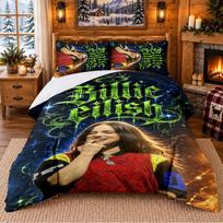 Billie Eilish Pattern Bedding 3Pcs Set Bed Sheet And Pillowcases For Indoor Bedroom 140cmx200cm