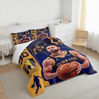 Golden State Warriors Stephen Curry Bedding set Bedding set (1 duvet cover, 2 pillowcases, duvet not included). 135x200cm blue