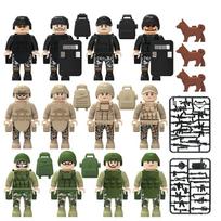 Military 12pcs Special Forces Gun Modern Soldier Police MOC SWAT Military Weapons MiniFigures Building Block Kids Toys 4.5cm black