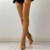 Nauji juodi virš kelių batai su stiletto aukštakulniais 11 cm Klubui, vakarėliui Lieknoms kojoms Batai didesnio dydžio 43 Atsparūs vandeniui Asmeniški batai 42 ruda