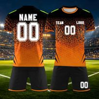 Individualus „pasidaryk pats“ dviejų dalių sportinis komplektas: marškinėliai trumpomis rankovėmis ir šortai. Personalizuotas ir su numeriu sportinės komandos uniformoms XXXL oranžinė