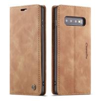 Odinis dėklas Samsung Galaxy S10 S9 S8 Plus S7 Edge, CaseMe Retro Piniginė Prabangi Magnetinė Kortelių Laikiklio Piniginės Dangtelis Note 10+ for Samsung S7 Edge ruda