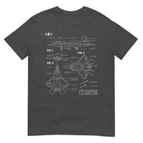 American Aircraft Stealth Fighter F22 Raptor Blueprint TShirt 4XL black