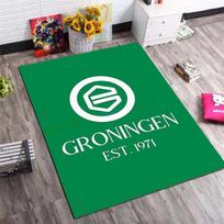 FC Groningen Senovinis Medinis Dryžuotas Kilimas Žalias Baltas Dryžis Futbolo Klubo Logotipas Neslystanti Grindų Kilimėlis Futbolo Gerbėjo Svetainė Namų Dekoras 40x60cm( 15x23in )