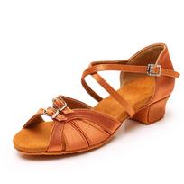 30-41 dydžio lotynų šokių batai mergaitėms, vaikams, moterims, salsos, tango, sportinių šokių batai, minkštas padas, kulnas 3,5 cm 32 ruda