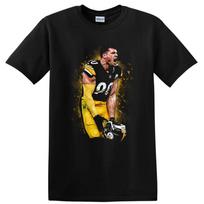 Ben Roethlisberger Football T Shirt Steelers Quarterback Action Pose Tee XL black