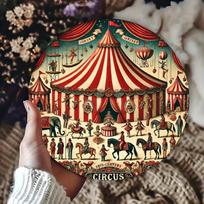 Retro Victorian Circus Tent Performer Metal Wall Sign 20x20cm(8x8inch) brown