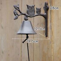 Rustic Owl Cast Iron Doorbell Wind Chime gray